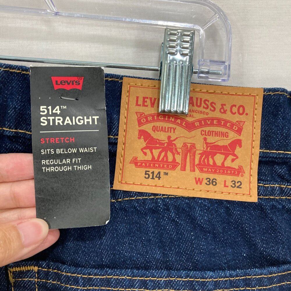 New Levi's Mens 514 Blue Denim Straight Leg Stretch Jeans size 36x32 - Picture 2 of 11